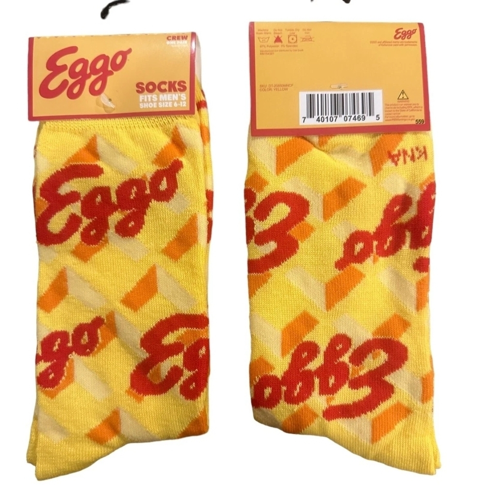 4/$25 Eggo Waffle Novelty Crew Socks New Collectible Graphic Socks Unisex